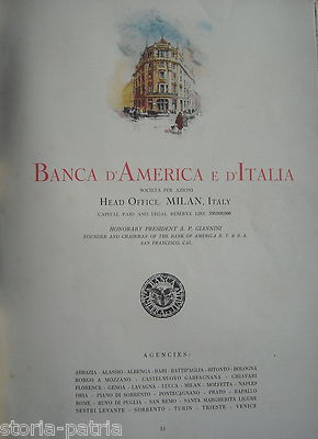 Milano Banca d'America E D'Italia Giannini San Francisco Agenzie Italiane 1947
