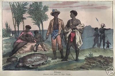 Africa, Capo Verde, Costumi Folclorici, Stampa Dell'800