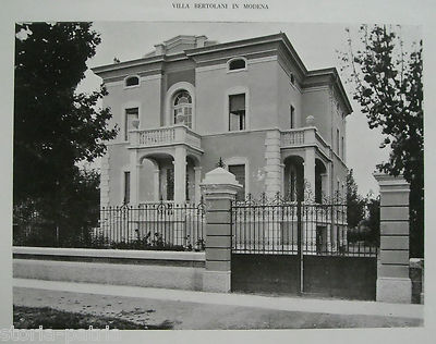 Modena, Architettura: Villa Bertolani Dell'Architetto Pasini, Due Stampe d'Epoca