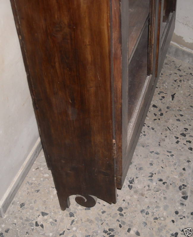Antica Vetrina Decorativa In Legno: Piattaia O Libreria d'Epoca