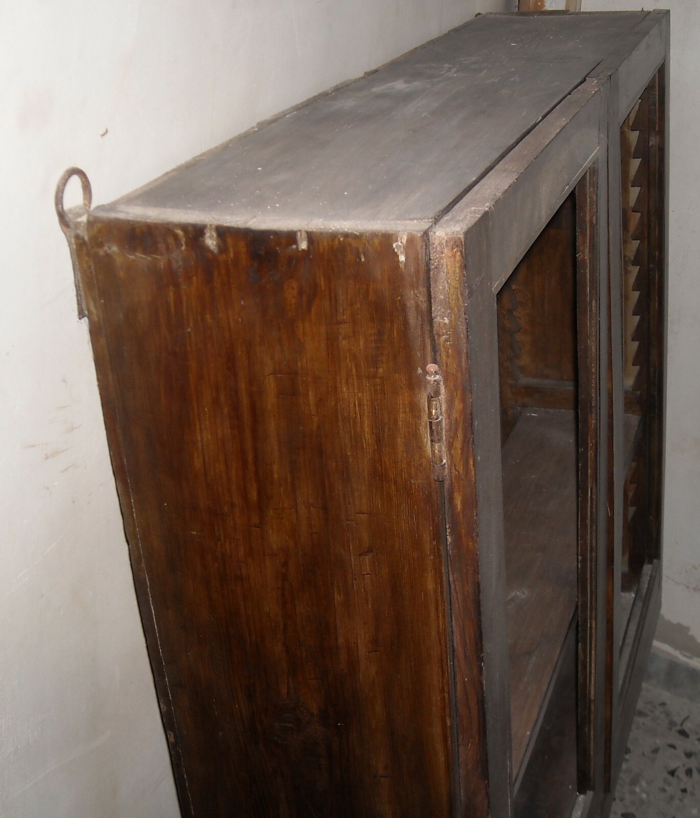 Antica Vetrina Decorativa In Legno: Piattaia O Libreria d'Epoca