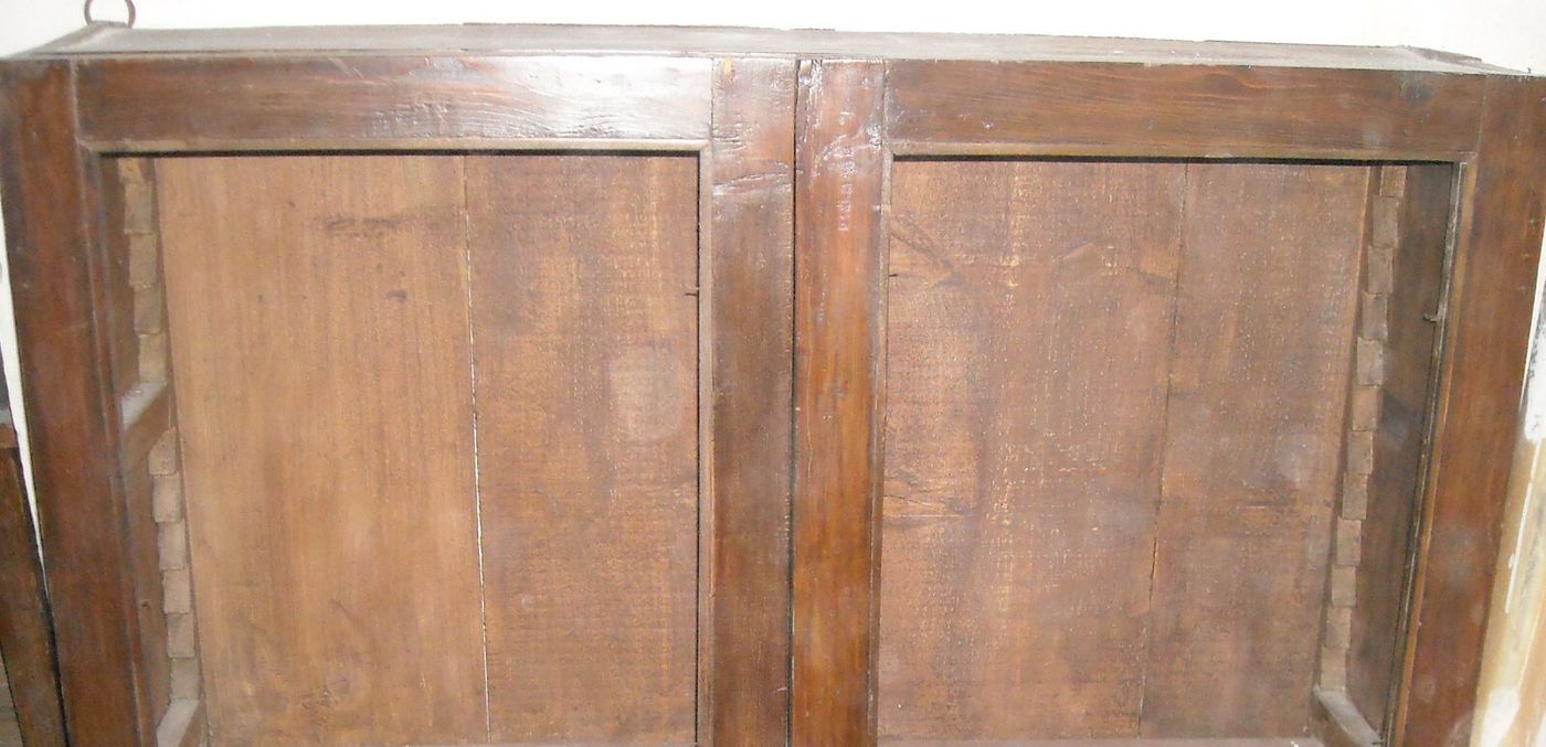 Antica Vetrina Decorativa In Legno: Piattaia O Libreria d'Epoca