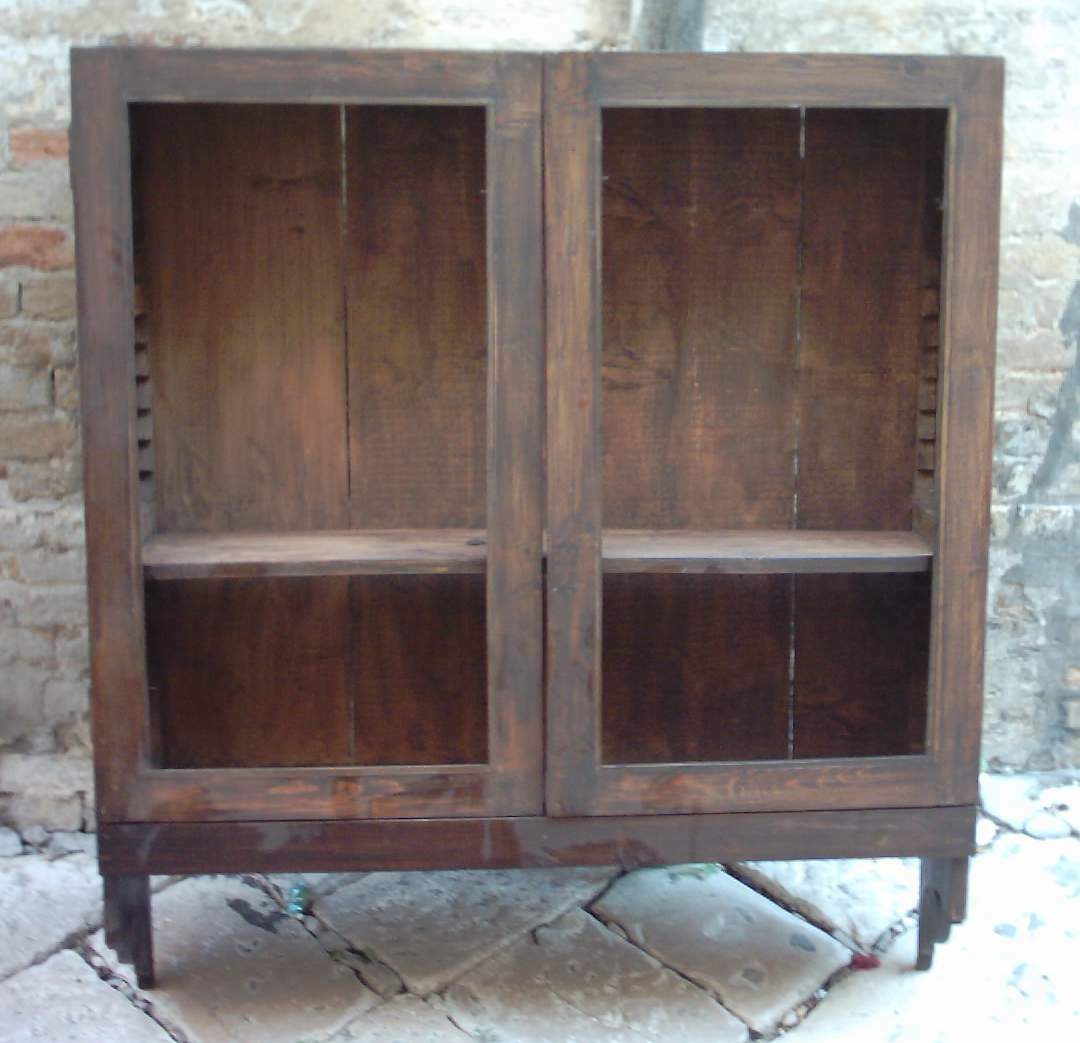 Antica Vetrina Decorativa In Legno: Piattaia O Libreria d'Epoca