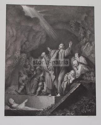 Resurrezione Di Lazzaro. Incisione Originale Di Ferreri Da Bramer. Torino, Basadonna.