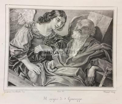 Il Sogno Di Giuseppe. Litografia Di Wenzel Da Guercino, Napoli, Circa 1840