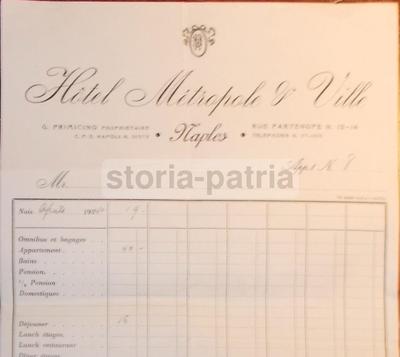 Napoli, Alberghi Antichi, Metropole, Primicino, Antica Pubblicitaria, Filatelia, Anni '30
