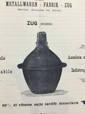 Damigiane Metallwaren Fabrik Zug: Pieghevole Pubblicitario d'Epoca Knappworst Milano