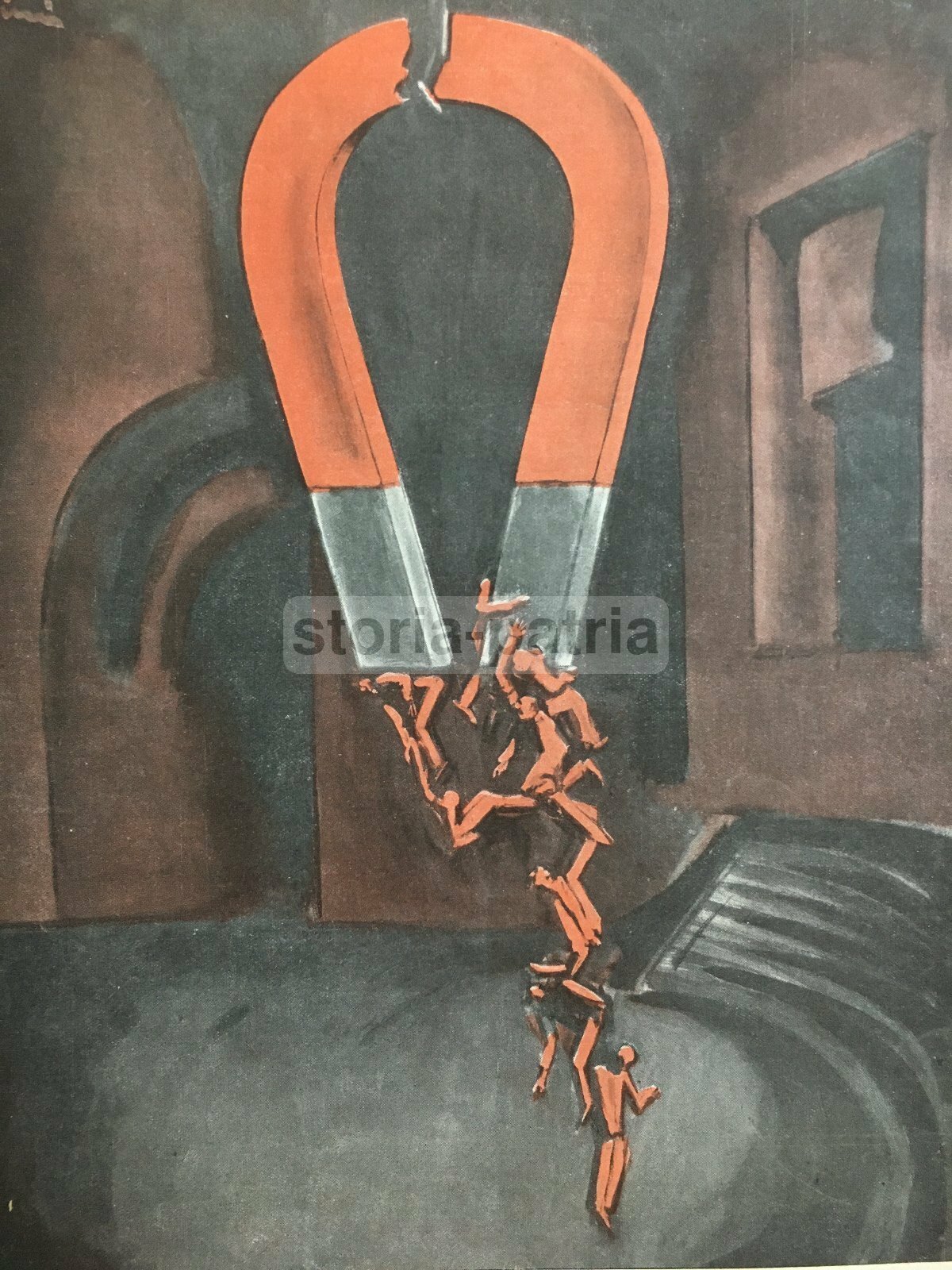 Arte, Fascismo, Politica Ed Economia: Rara Illustrazione Di Mario Sironi   Il Quinto Potere