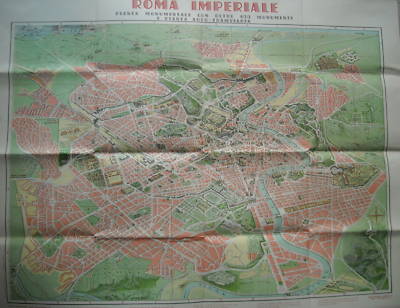 Roma Imperiale: Enorme Mappa Topografica Con Monumenti, Tramvie, Tevere E Viabilità