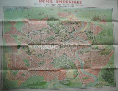 Roma Imperiale: Enorme Mappa Topografica Con Monumenti, Tramvie, Tevere E Viabilità