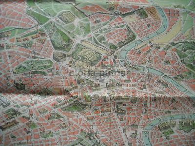 Roma Imperiale: Enorme Mappa Topografica Con Monumenti, Tramvie, Tevere E Viabilità