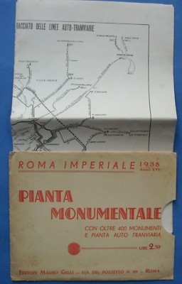 Roma Imperiale: Enorme Mappa Topografica Con Monumenti, Tramvie, Tevere E Viabilità
