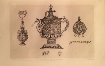 Arte Antica: Incisione Spagna, Artigianato Orafo, Oreficeria Spagnola, Davillier, XIX Secolo