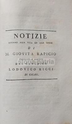 Ravizza, Rapicio: Rara Bio Bibliografia Di Chiari, Brescia E Bergamo, Lodovico Ricci, Fine XVIII Secolo