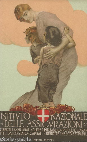 Assicurazioni INA. Stampa Pubblicitaria, Edizione Richter, Napoli. Cartolina.