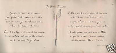 Aurelio Costanzo   A Mia Madre   Brano Calligrafico d'Epoca   Antica Stampa