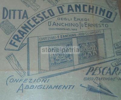 Pescara, Francesco d'Anchino: Antica Carta Pubblicitaria Abbigliamento, 1937