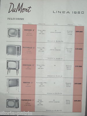 Du Mont: Musica, Radiofonia, Televisione, Televisori, Radio Transistor, Fonovaligie