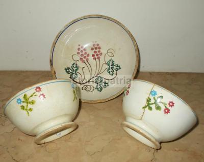 Cucina Antica, Ceramica Popolare: Vedova Besio, Tre Ceramiche Floreali