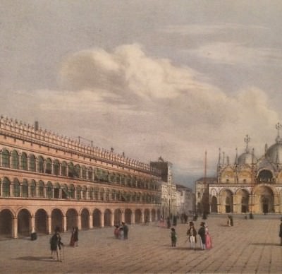 Venezia: Arte E Architettura. Veduta Animata A Colori, Antica Litografia Dell'Ottocento