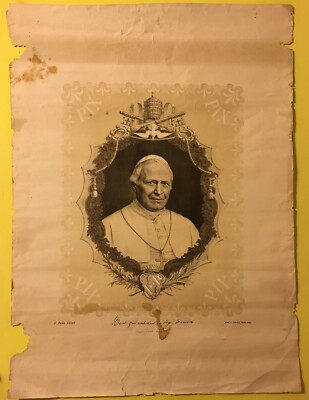 Pio IX: Ritratto In Litografia Dell'Editore E. Perino