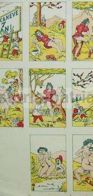 Raro Gioco Di Carte Da Ritagliare: Biancaneve E I Sette Nani   Divertente Erotismo