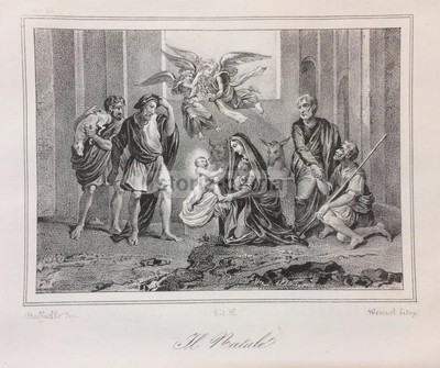 Arte Antica Litografia Napoletana, Artista Raffaello, Lito Wenzel, Napoli, Natività