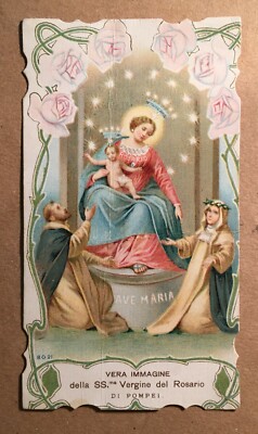 Arte Popolare Devozionale: Madonna Del Rosario, Pompei, Santuario, Antico Santino