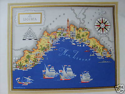 Liguria: Arte, Storia, Cultura, Turismo E Folklore. Mappa Di Vsevolod Nicouline