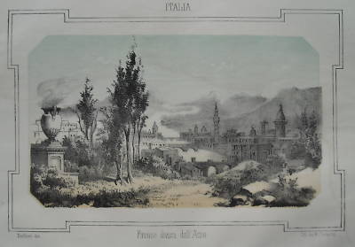 Firenze, Veduta Dell'Arno. Litografia Del XIX Secolo. Barbieri E Terzaghi