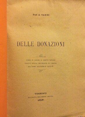 Giuridica, Notariato, Donazioni, Marche, Urbino, Vanni, Diritto Romano, 1919