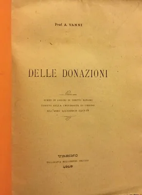 Legal, Notaries, Donations, Marche, Urbino, Vanni, Roman Law, 1919