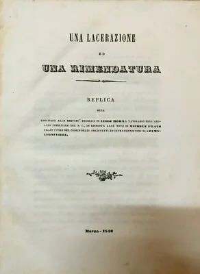 Una Lacerazione ed una Rimendatura: Replica alle Servitù Prediali di Luigi Morra, Michele Praus e Rumy Ligneville (1846)