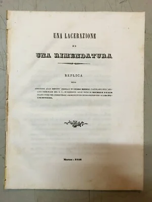 Una Lacerazione ed una Rimendatura: Replica alle Servitù Prediali di Luigi Morra, Michele Praus e Rumy Ligneville (1846)