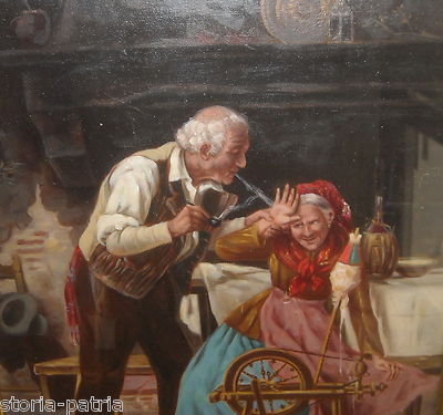 Veduta d'Interno Con Scena Popolare, Dipinto Di Luigi Colli