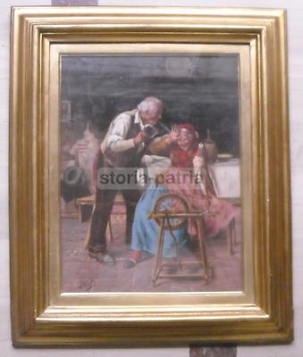 Veduta d'Interno Con Scena Popolare, Dipinto Di Luigi Colli