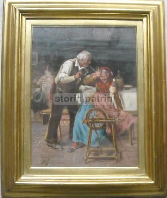 Veduta d'Interno Con Scena Popolare, Dipinto Di Luigi Colli