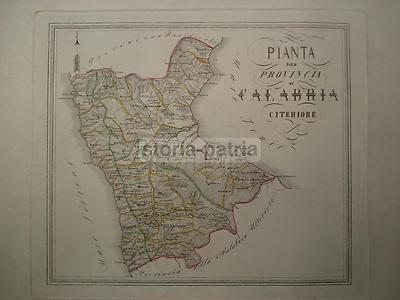 Calabria, Cosenza, Rossano, Castrovillari, Sila: Antica Mappa Geografica Decorativa