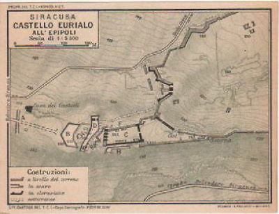 Sicilia, Siracusa: Castello Eurialo All'Epipoli. Mappa Antica Da Collezione d'Epoca