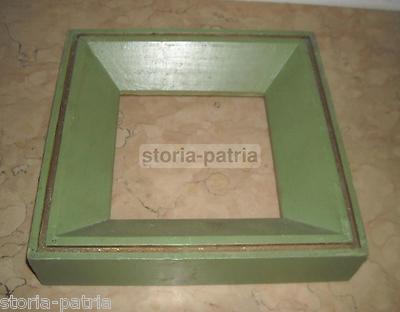 Cornice d'Epoca Quadrata In Legno Laccato Verde, XX Secolo