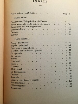 Ipnotismo, Ipnosi, Manuale Per L'Ipnotizzatore: Suggestione, Sonno, Catalessi, 1947