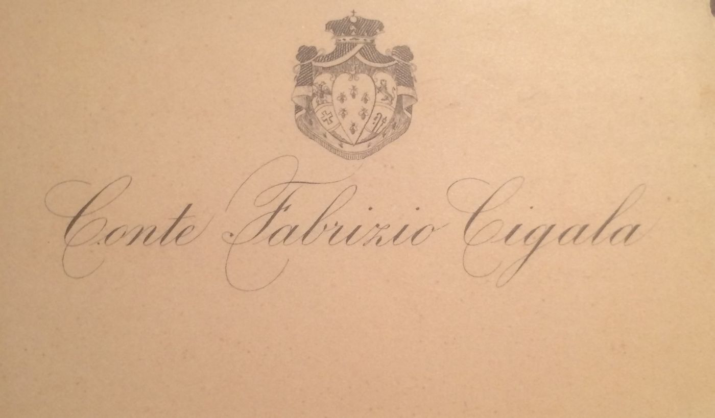 Araldica Nobiltà: Antico Biglietto Da Visita Conte Cigala