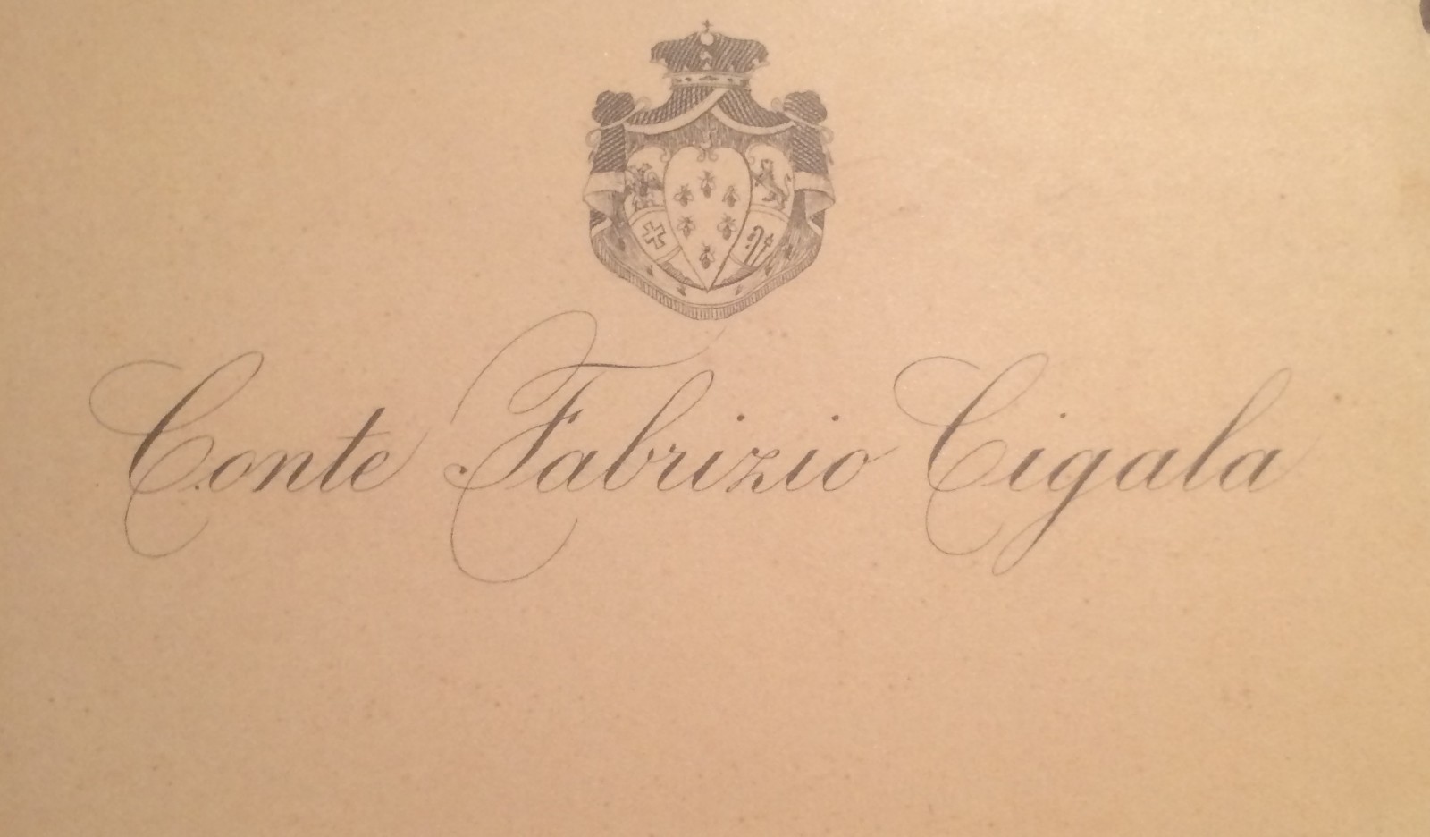 Araldica Nobiltà: Antico Biglietto Da Visita Conte Cigala