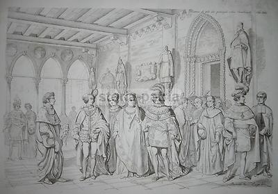 Ordini Cavallereschi: Costumi Da Gala, Simbologia Araldica, Medaglie E Collari   Stampa Antica