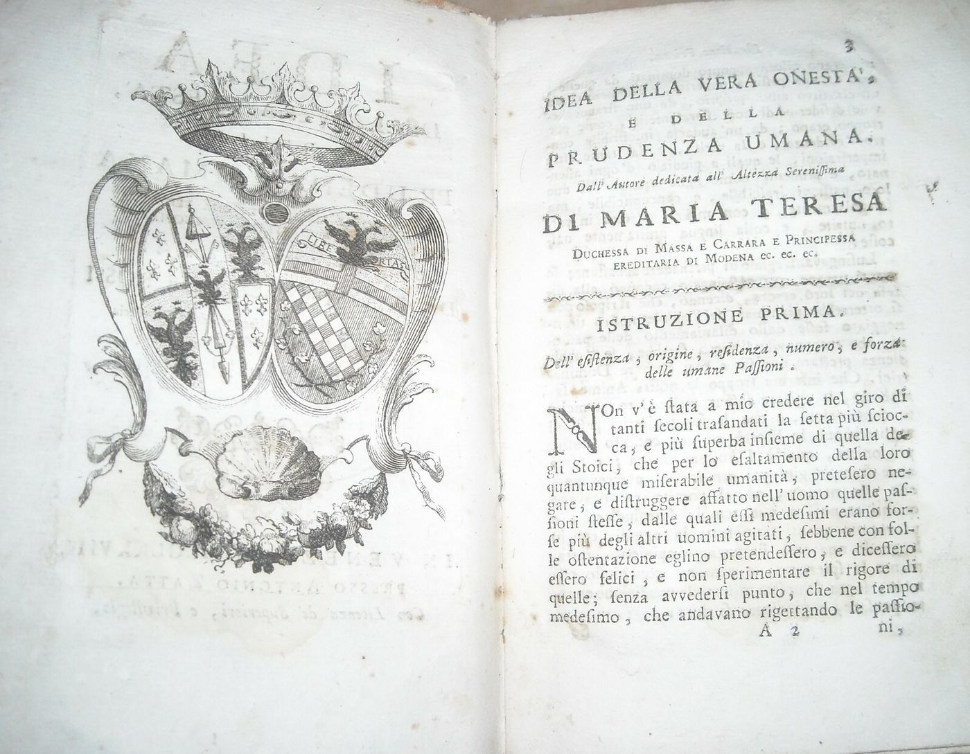 Marche, Pesaro: Idea Della Vera Onestà E Della Prudenza Umana, De Rossi, Araldica, Settecento