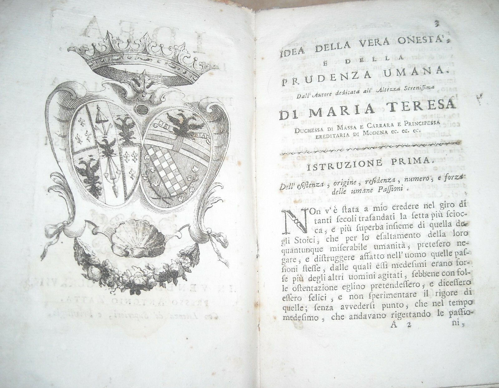 Marche, Pesaro: Idea Della Vera Onestà E Della Prudenza Umana, De Rossi, Araldica, Settecento