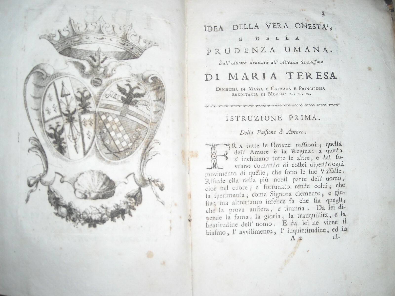 Marche, Pesaro: Idea Della Vera Onestà E Della Prudenza Umana, De Rossi, Araldica, Settecento