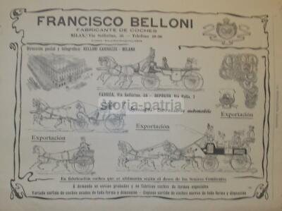 Carrozze, Carrozzelle, Ditta Belloni, Milano: Antica Pubblicitaria Con Cavalli E Richard Ginori