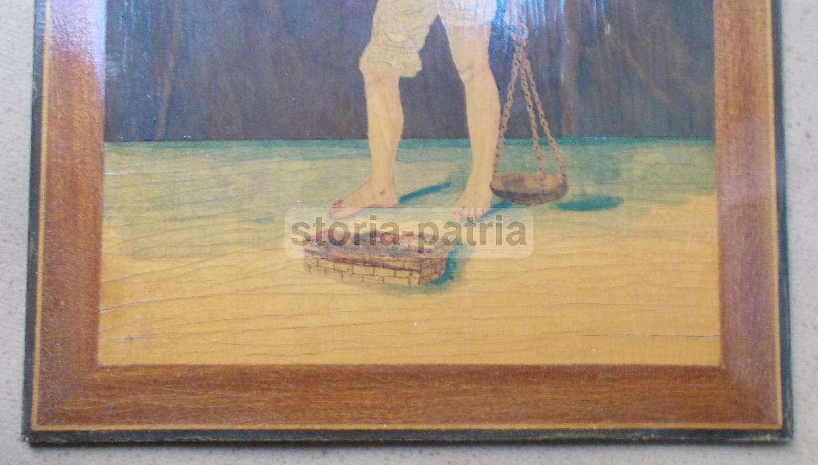 Pannello Intarsiato Con Venditore Ambulante, Manifattura Di Sorrento