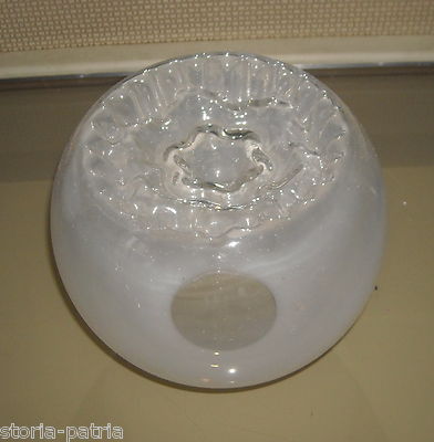 Modernariato, Design: Coppa Per Lampada In Vetro d'Epoca, Inusuale Modellato Artistico